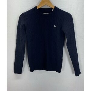 Jack Wills Cable Knit Sweater The TINSBURY  US 6  Wool Preppy UK Navy‎
